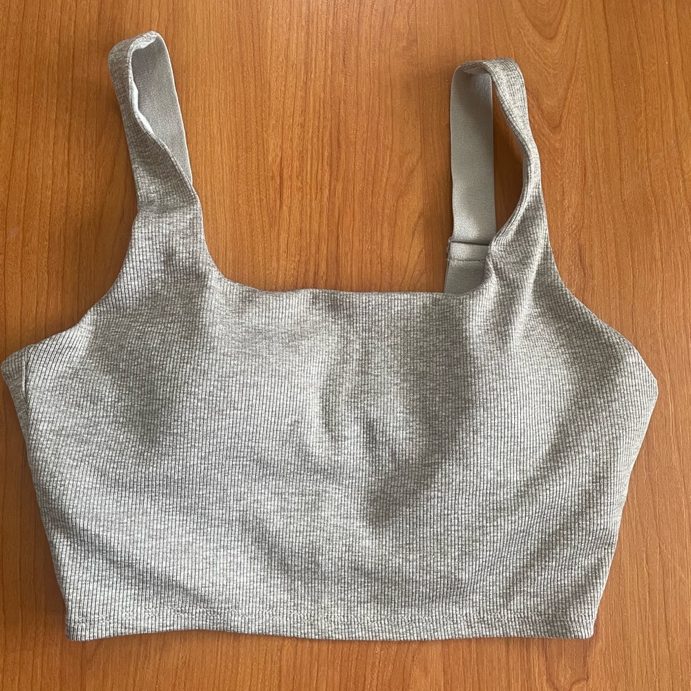 NWT GapFit Women Gray Jersey Square neck Sports Bra Fitness Bra Small